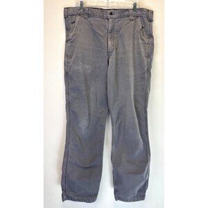 Carhartt Men's 38x34 Relaxed Fit Gray Canvas Work Pants Hunting Outdoors
